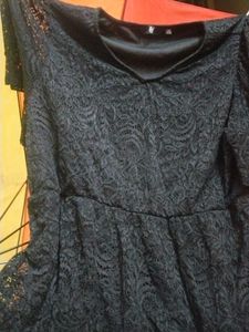 Elegant Black Lace Dress, febric floral barcode