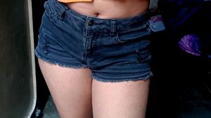 midrise Mini jean shorts