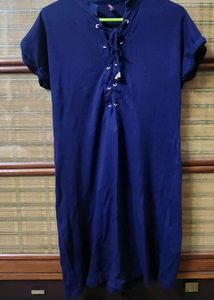 Blue Dress With Denium Look