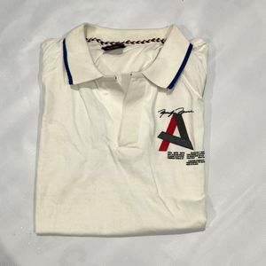White Half-Sleeve Polo T-Shirt – Chest 36”