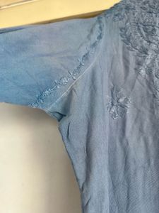 Blue Ombre Lucknowi Chikankari Kurta