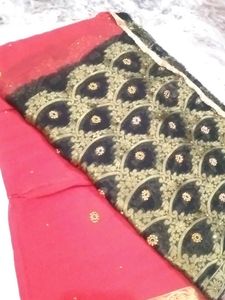 Red Black Festival Saree