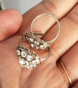 Pure Silver Toe Rings with Stones