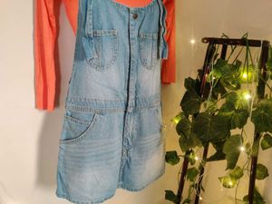 ✨COMBO✨Denim Dungaree With Statement Top