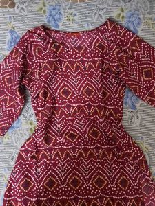 Red Printed Kurta