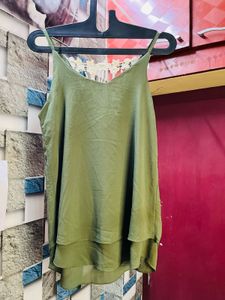Olive Green Lace Tank Top