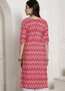 Red &amp; Pink Print Kurta