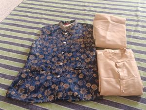Floral Print Waistcoat with kurta payjama