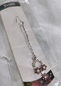 Pink And Silver Maangtika