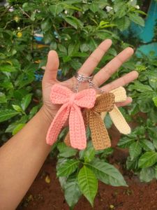 Crochet Bow Keychain For 3