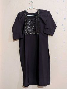 Elegant Wine Kurti with sequin work around the bus