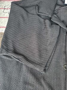 Men&#39;s Black Textured Shawl Collar Cardigan