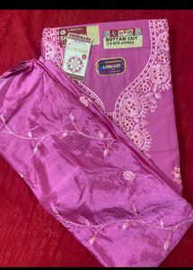 OFFER🏷️NEW PINK EMBROIDERY UNSTITCHED SUIT