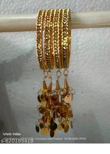 Golden Bangles with Jhumka Charms