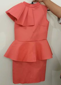 Coral Ruffle Peplum Dress