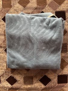 Zara Blue Textured Polo Shirt - Size M
