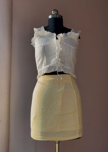 powder yellow tight fitted skirt