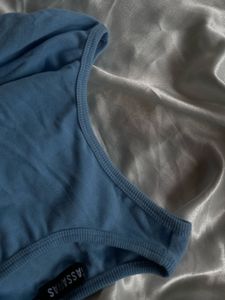 Blue Sleeveless Crop Top