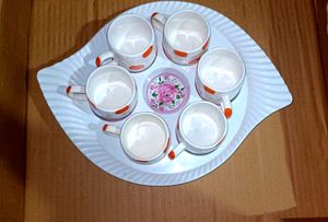 Tea Cup Tray White Color Or Pink Design
