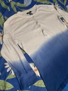 Ombre Henley Long Sleeve Top