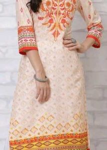 Rangriti Peach Straight Kurta