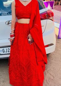 Red Embroidered Lehenga Choli Set