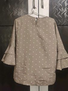 Polka Dot Top with Ruffle Sleeves