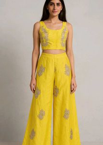 Embroidered Crop Top & Palazzo Set