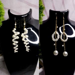 Golden Pearl Dream Duo – Elegant Earring Combo