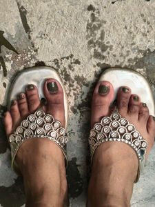 Silver Embellished Flip Flops