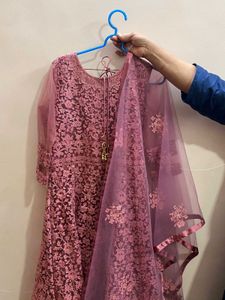 Elegant Pink Embroidered Anarkali Suit