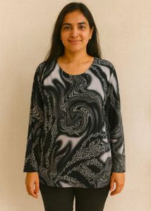 Patterned Long Sleeve plus size Top