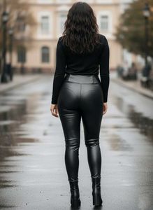 Plus Size XL Stylish Black Faux Leather Pants