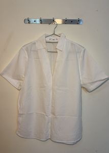 Elegant White Short Sleeve Shirt