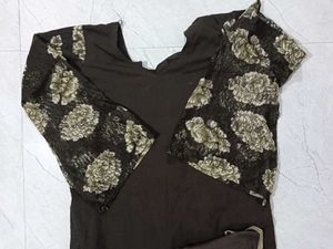 Elegant Brown Kurta Set With Dupatta