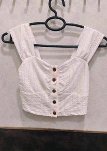 White Stretchable Crop Top