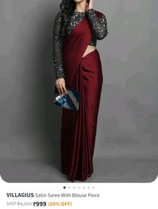 Maroon Satin Saree
