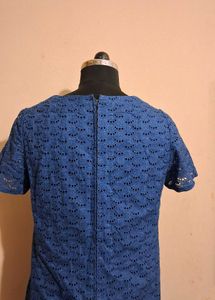 Vintage Blue Square Neck Dress