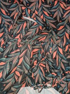 Leaf Print Puff Sleeve Dress