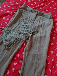 ZARA FLARE Trousers AND LACE BRALETTE