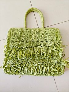 Rafia Boho Fringe Tote Bag