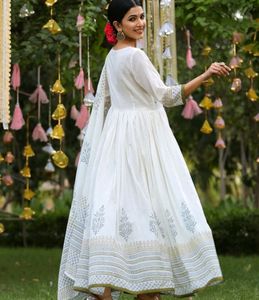 Cotton Hand Block Printed Embroidered Kurti Set