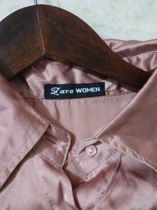 Mauve Satin Button-Down