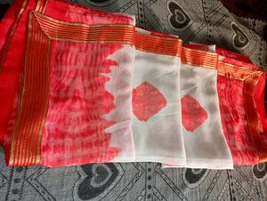 Red Chiffon Saree
