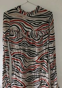 Zebra Print Ruffle Blouse