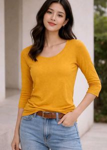 Mustard Three Quarter Sleeve Top