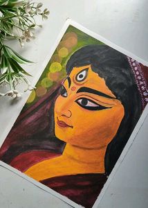 Durga Oil Pastel Painting