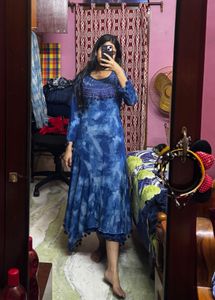 Navy Blue Beads Lace Dress