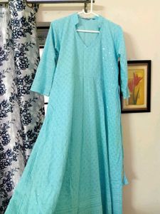 QUEENLEY BLUE MIRROR ANARKALI Kurt
