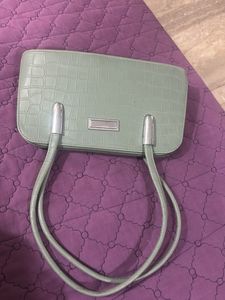 Vintage Green Croc Embossed Baguette Bag